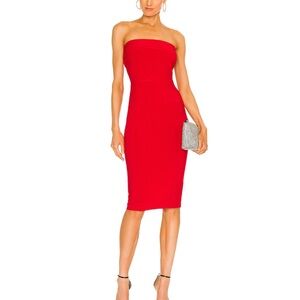 REVOLVE x Norma Kamali Strapless Dress to Knee Dress in Red